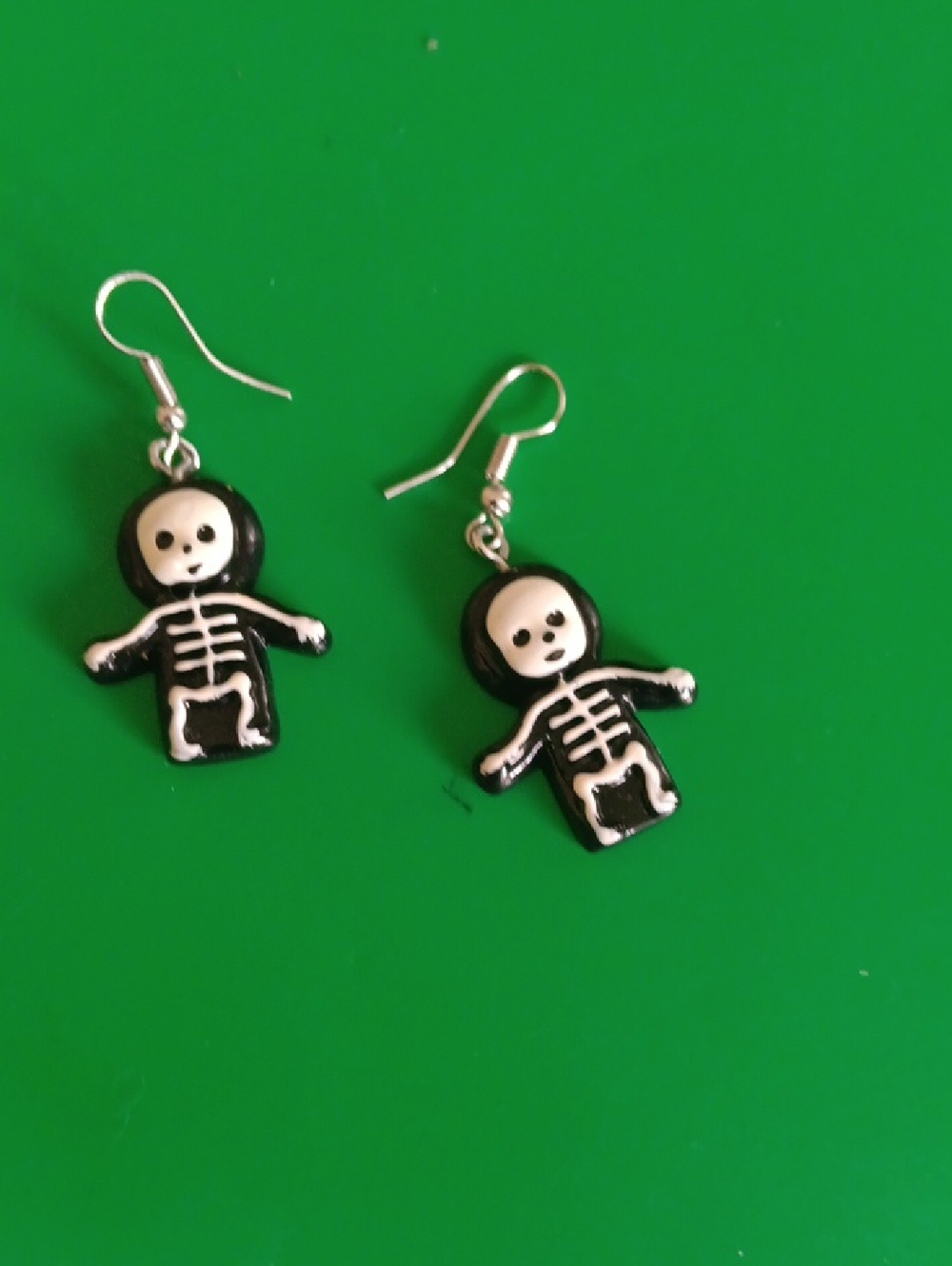 Cute Black & White Skeleton Dangle Earrings